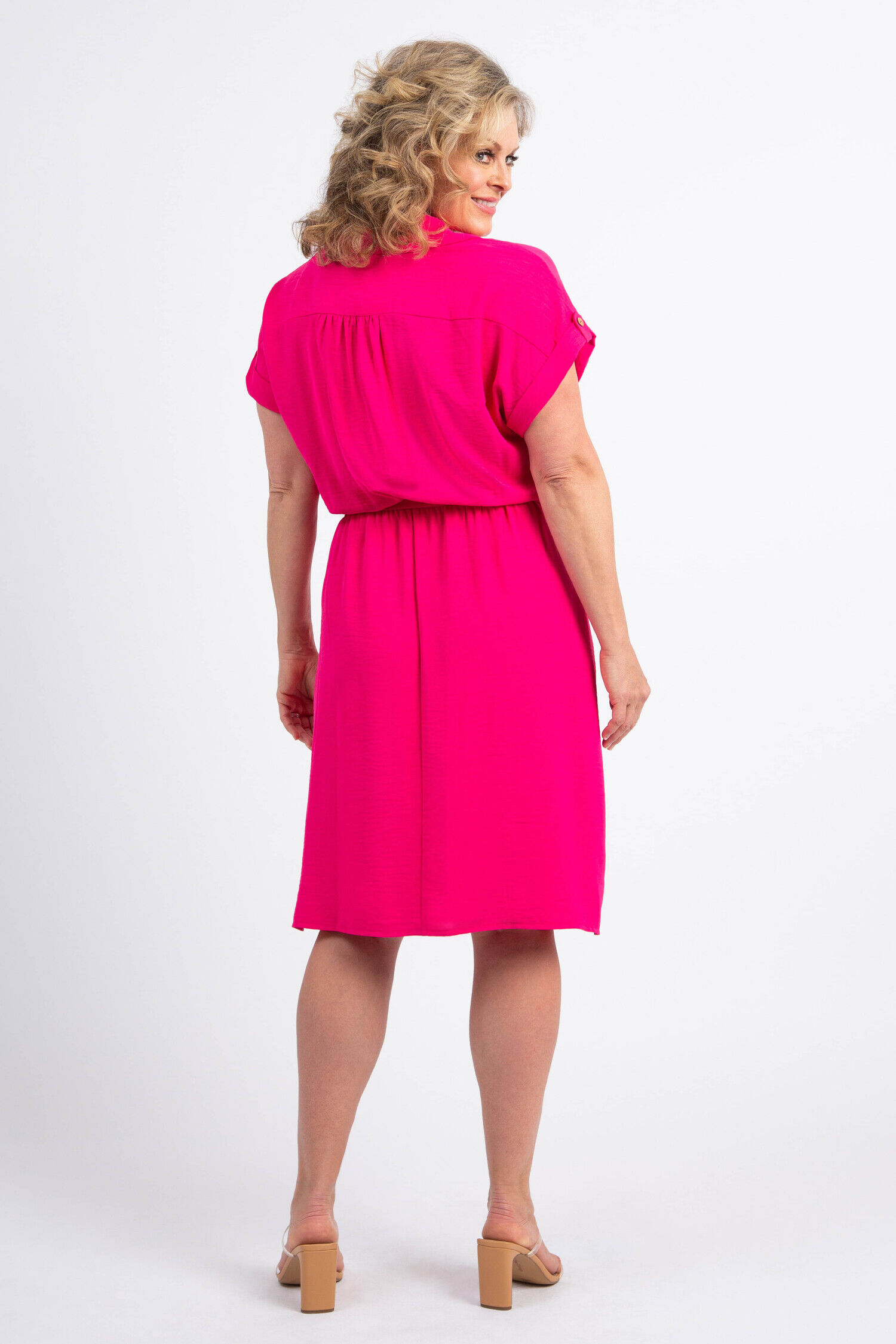 Short Sleeve Belted Waist Summer Dress Image 3