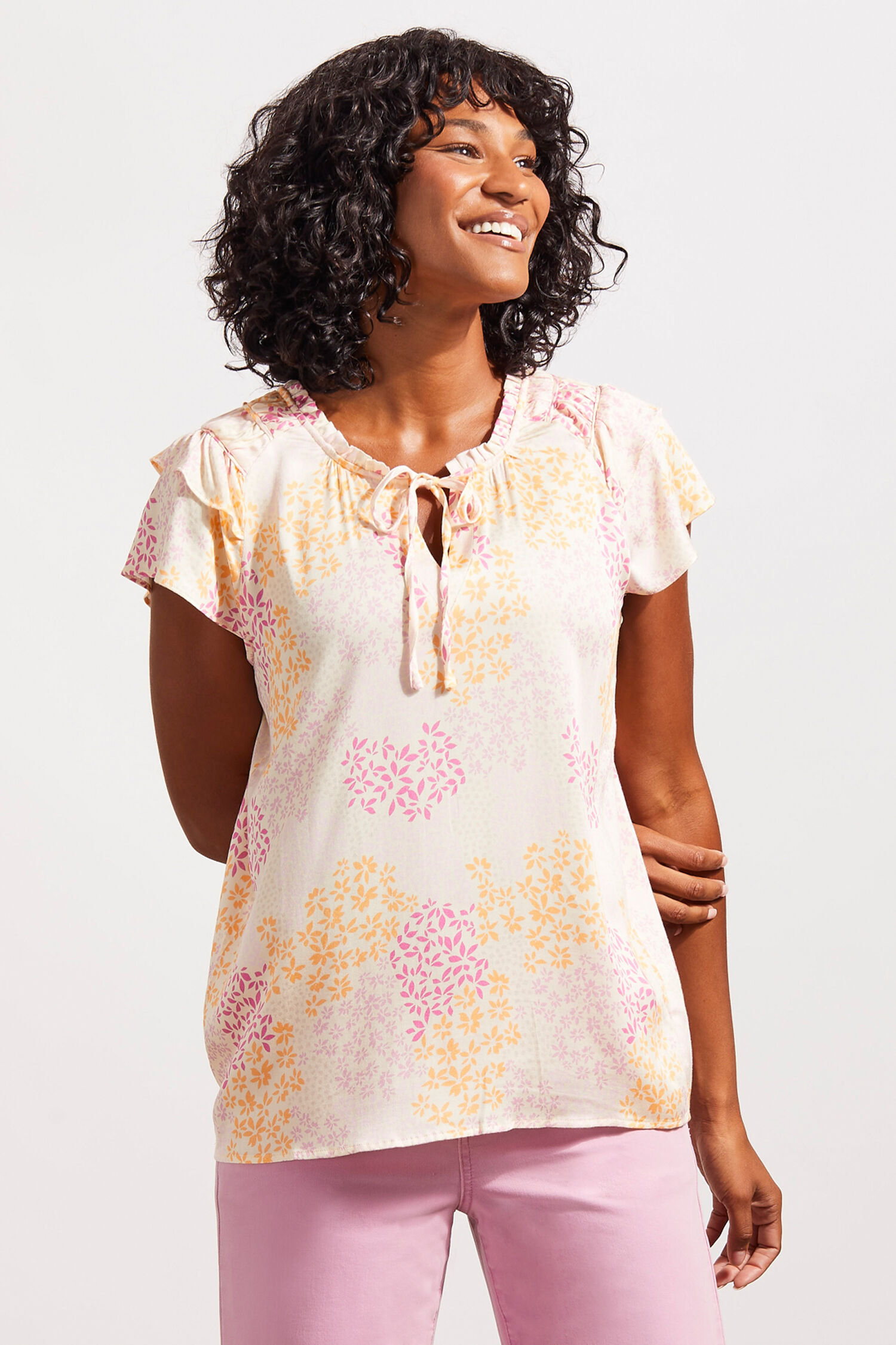 Flutter Sleeve Floral Blouse Image 1