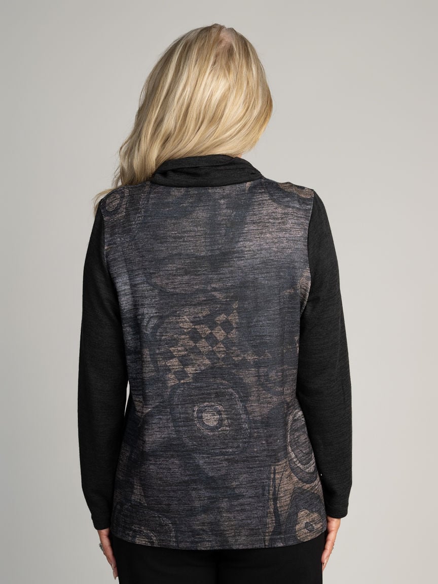 Zip Cowl Neck Top