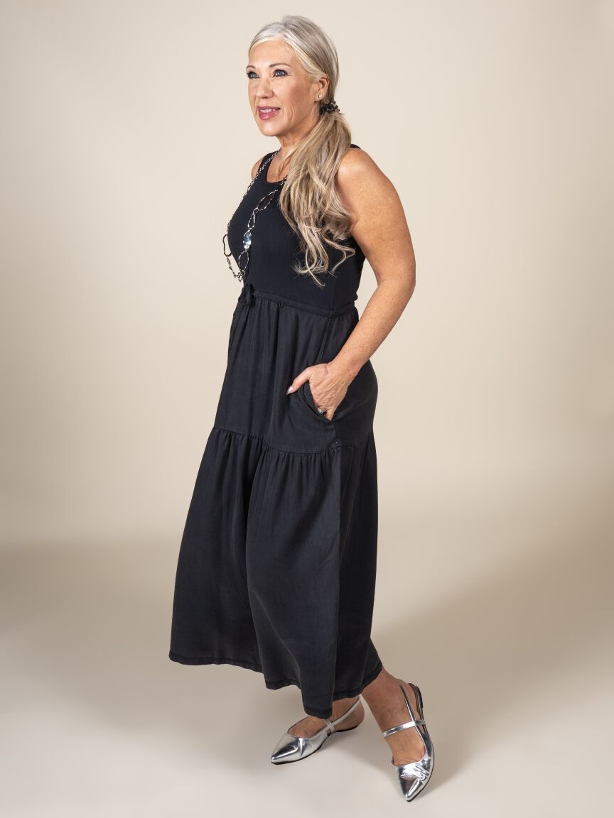 Mixed Media Sleeveless Maxi Dress Image 3