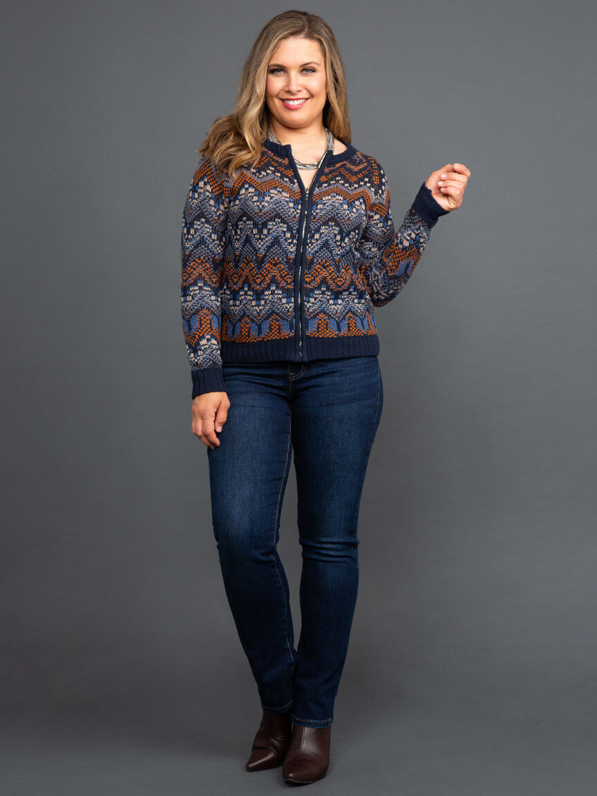 Long Sleeve Zip-Up Knit Cardigan Image 1