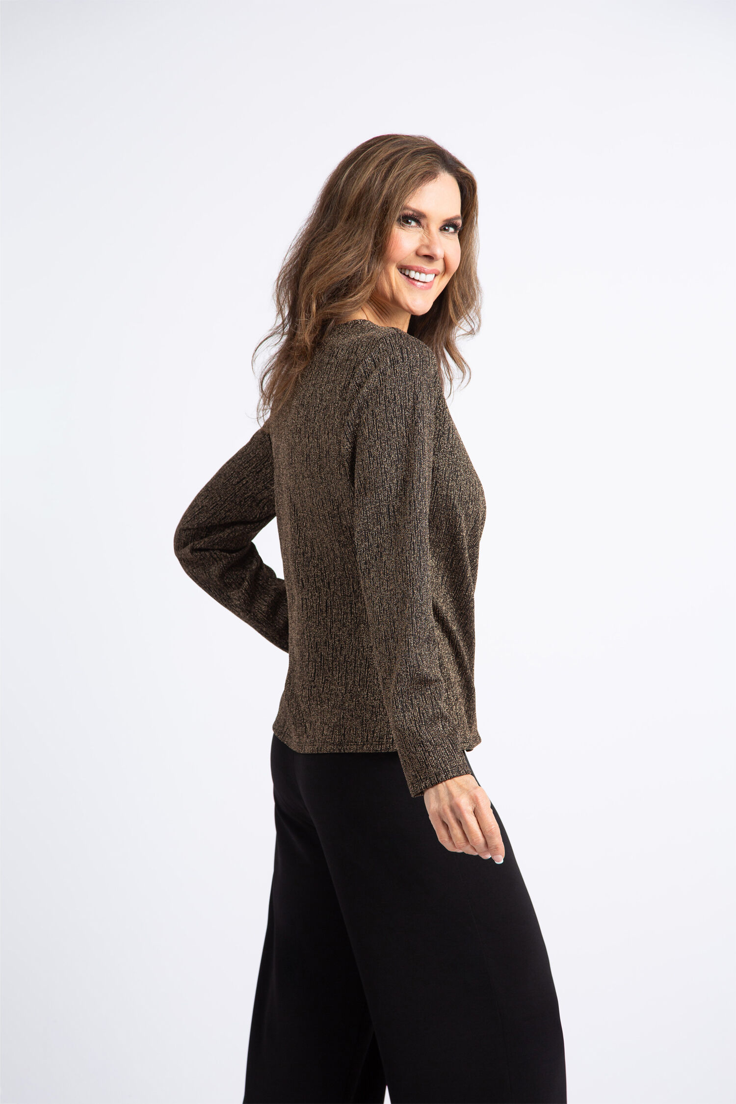 Surplice Neckline Metallic Top Image 3