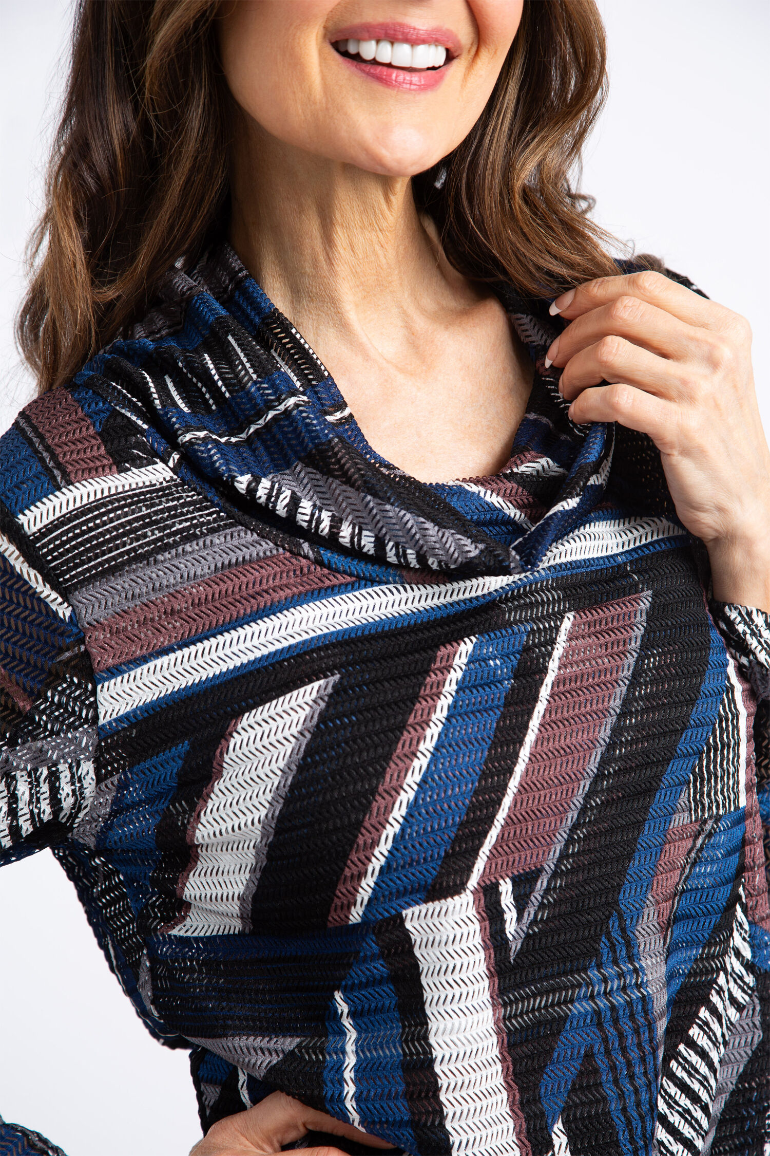 Long Sleeve Faux Wrap Mesh Top  Image 4