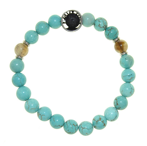 Marble Bead Elastic Bracelet With Tree Charm