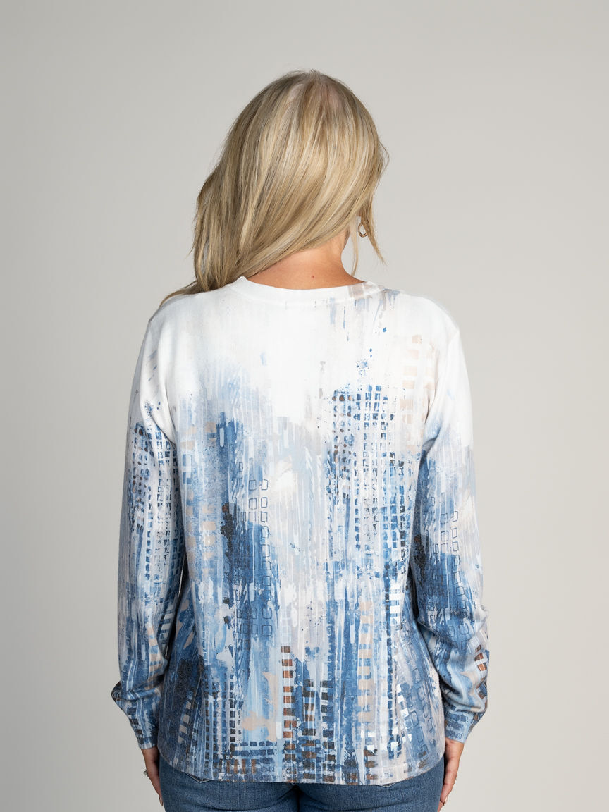 Abstract Floral Foil Sweater