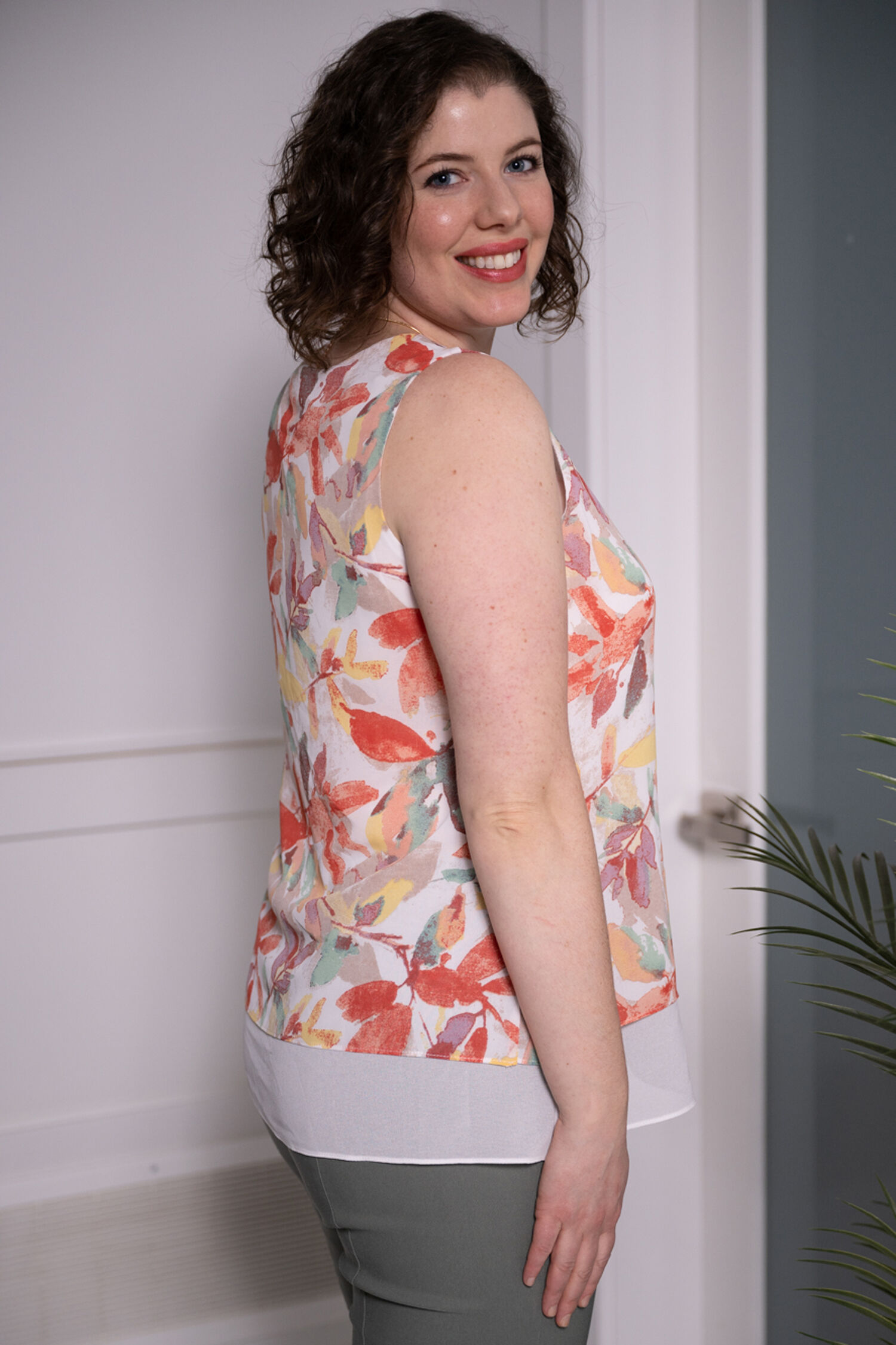 Sleeveless Floral Overlay Top Image 2