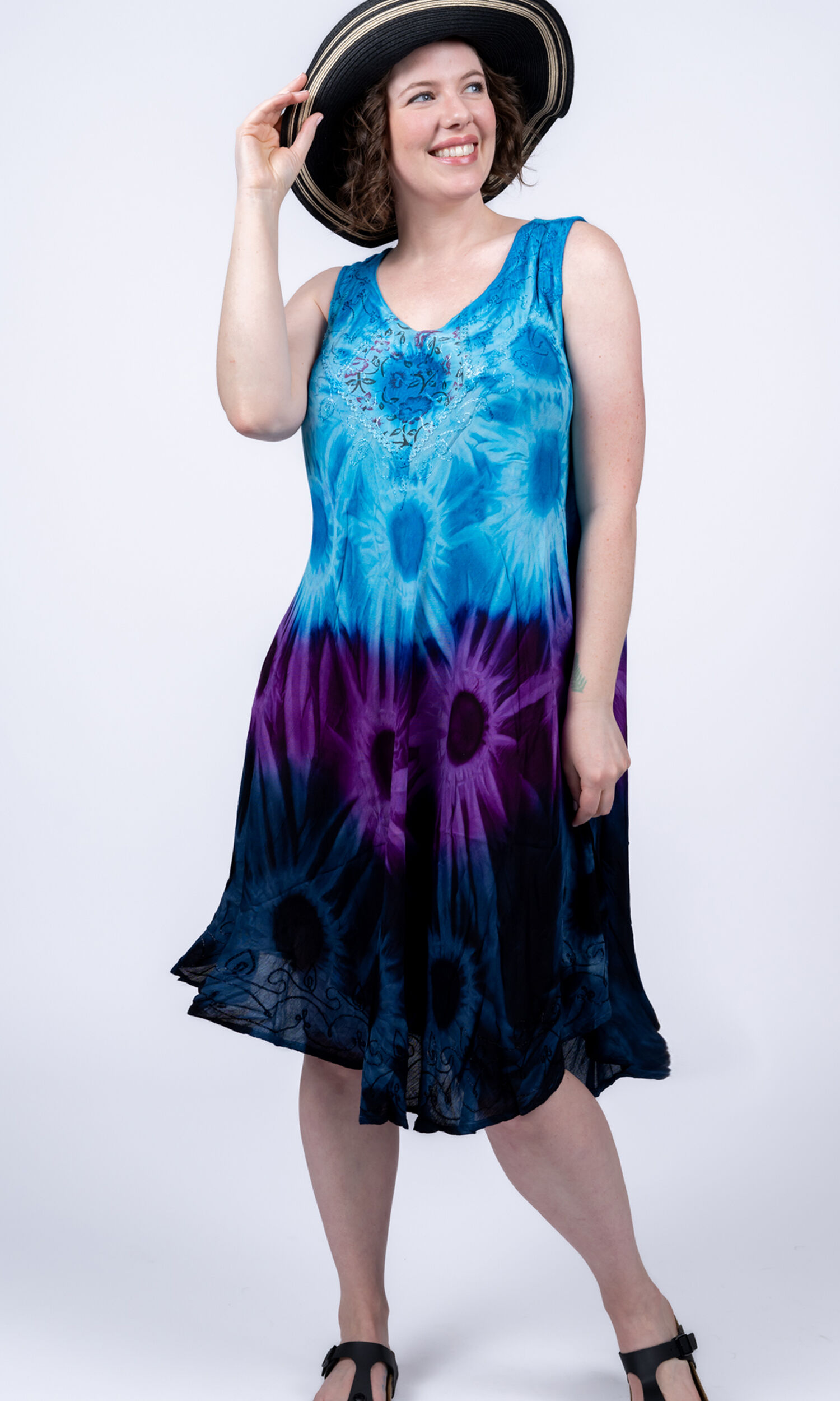 Sleeveless Tie-Dye Umbrella Dress Image 1