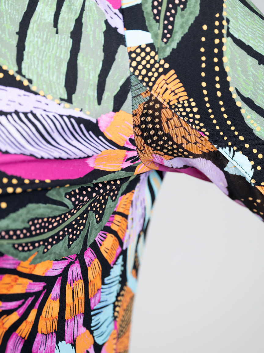 Printed Mock Neck Performance Golf Cardigan