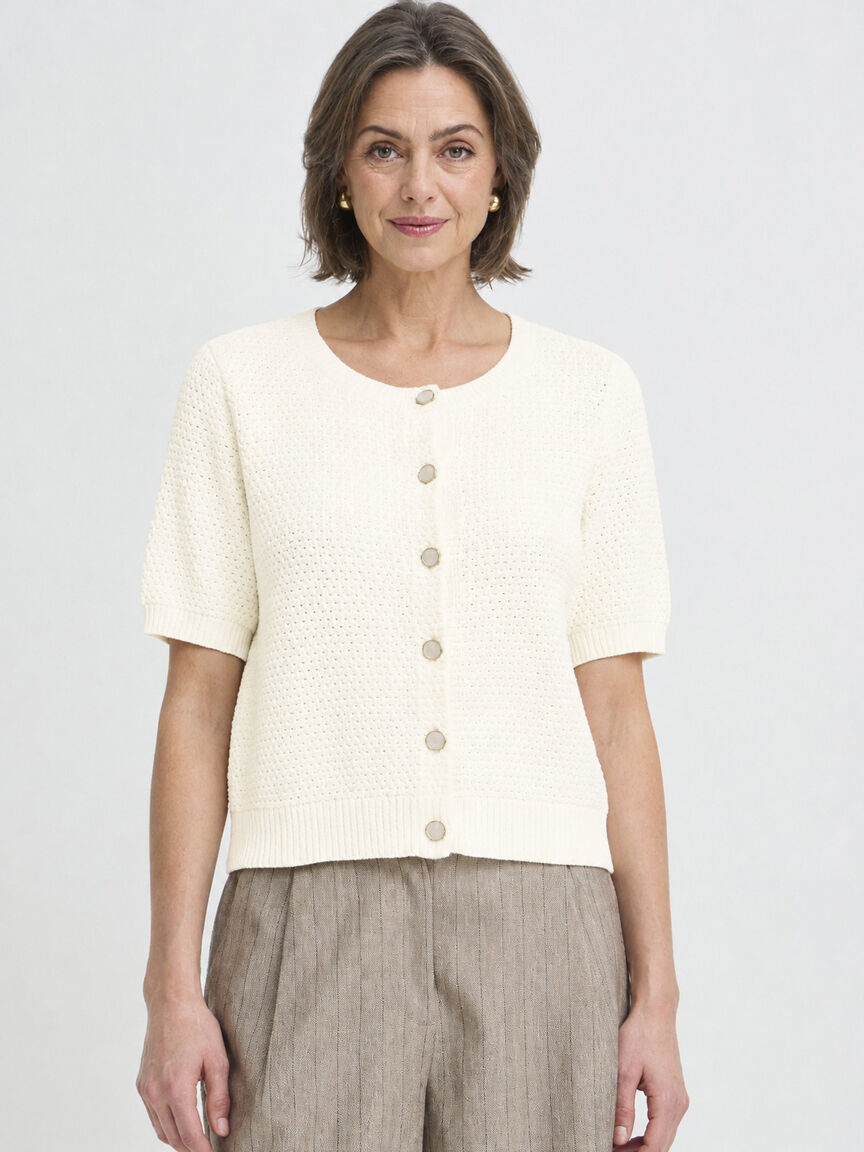 Elbow Sleeve Button Front Cardigan
