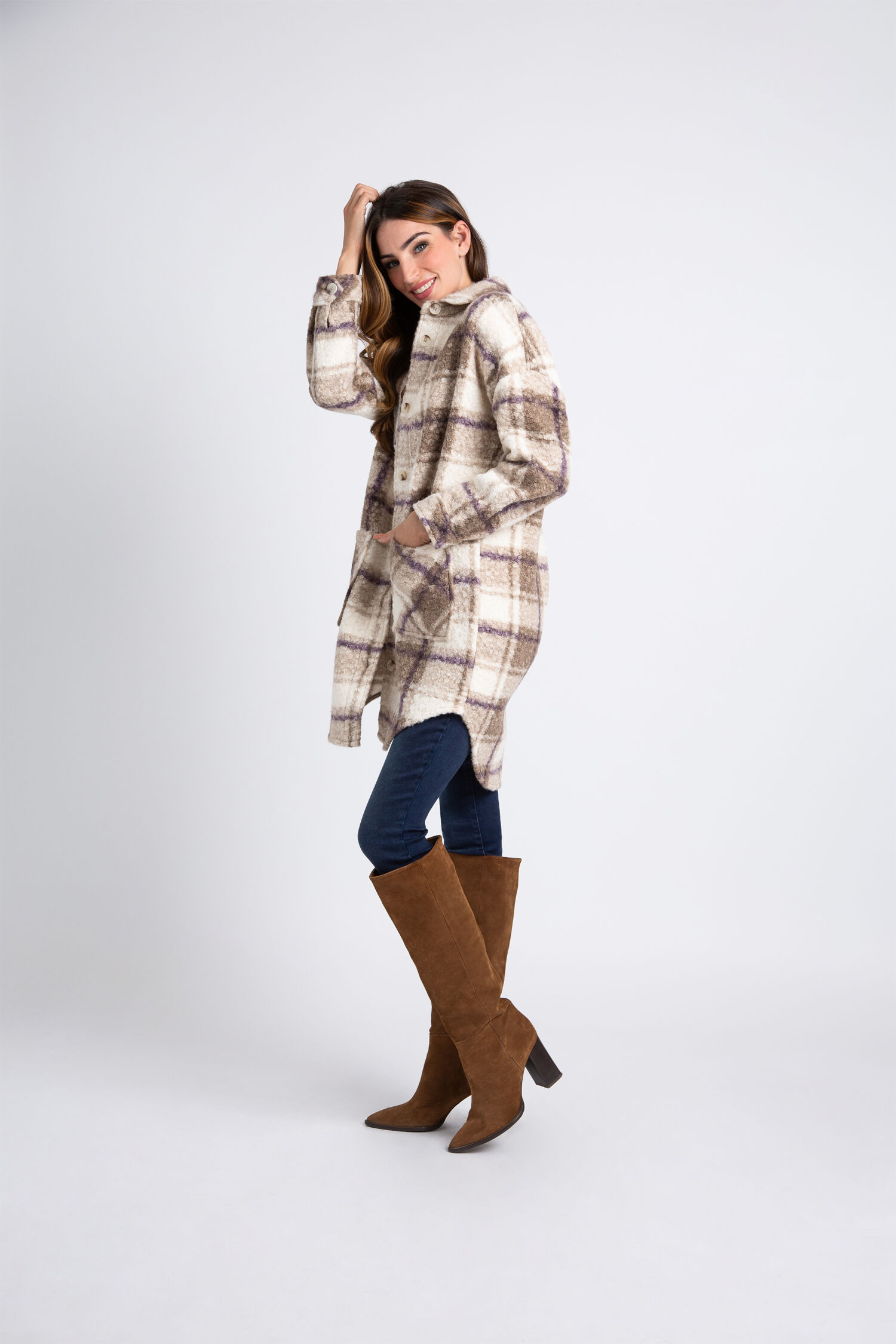 Plaid Boucle Shacket  Image 2