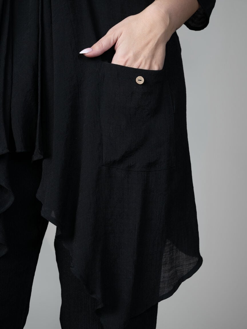 3/4 Sleeve Long Cardigan With Pockets