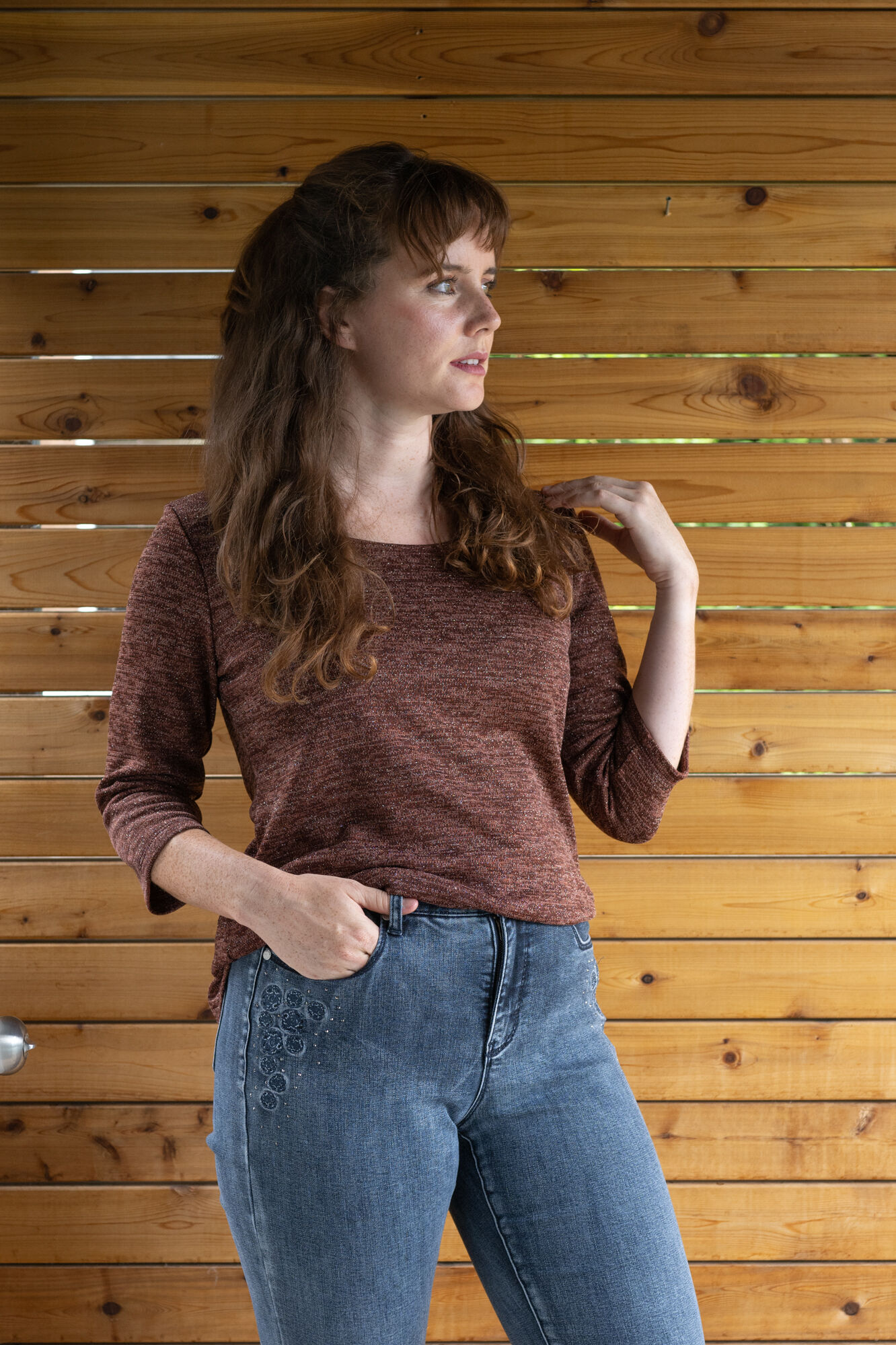 Shimmering Rust Knit Shirt Image 1