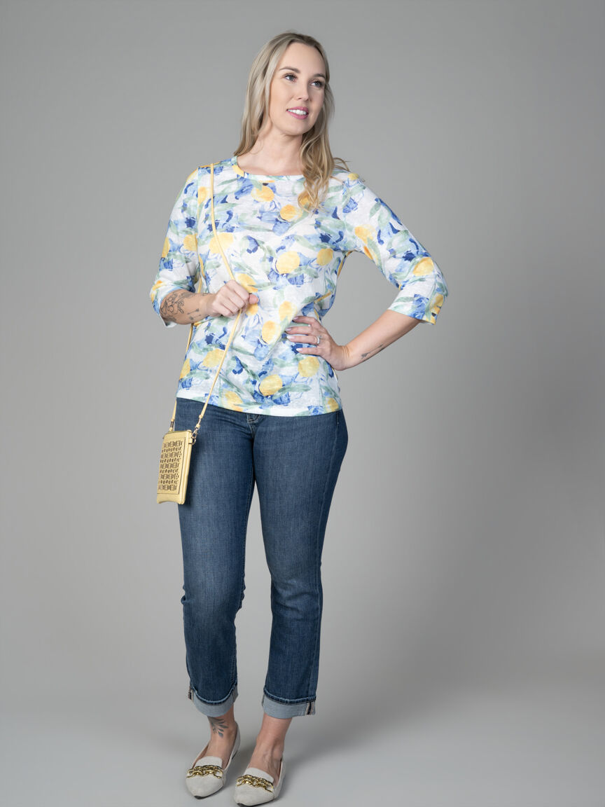 Elbow Sleeve Crew Neck Top