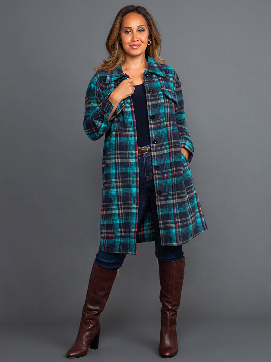 Longline Plaid Shacket Image 1