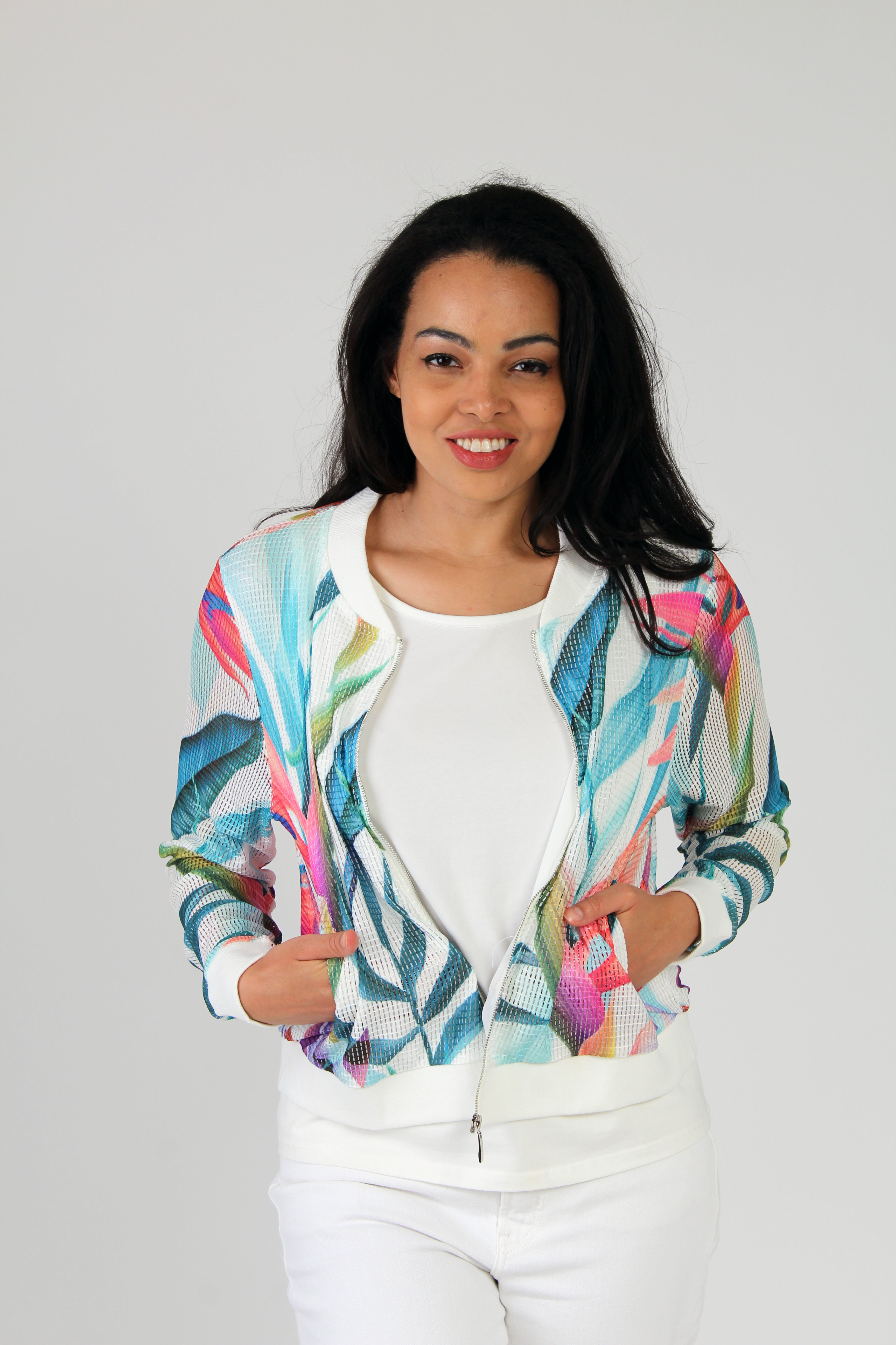 Mesh Overlay Bomber Jacket Image 4