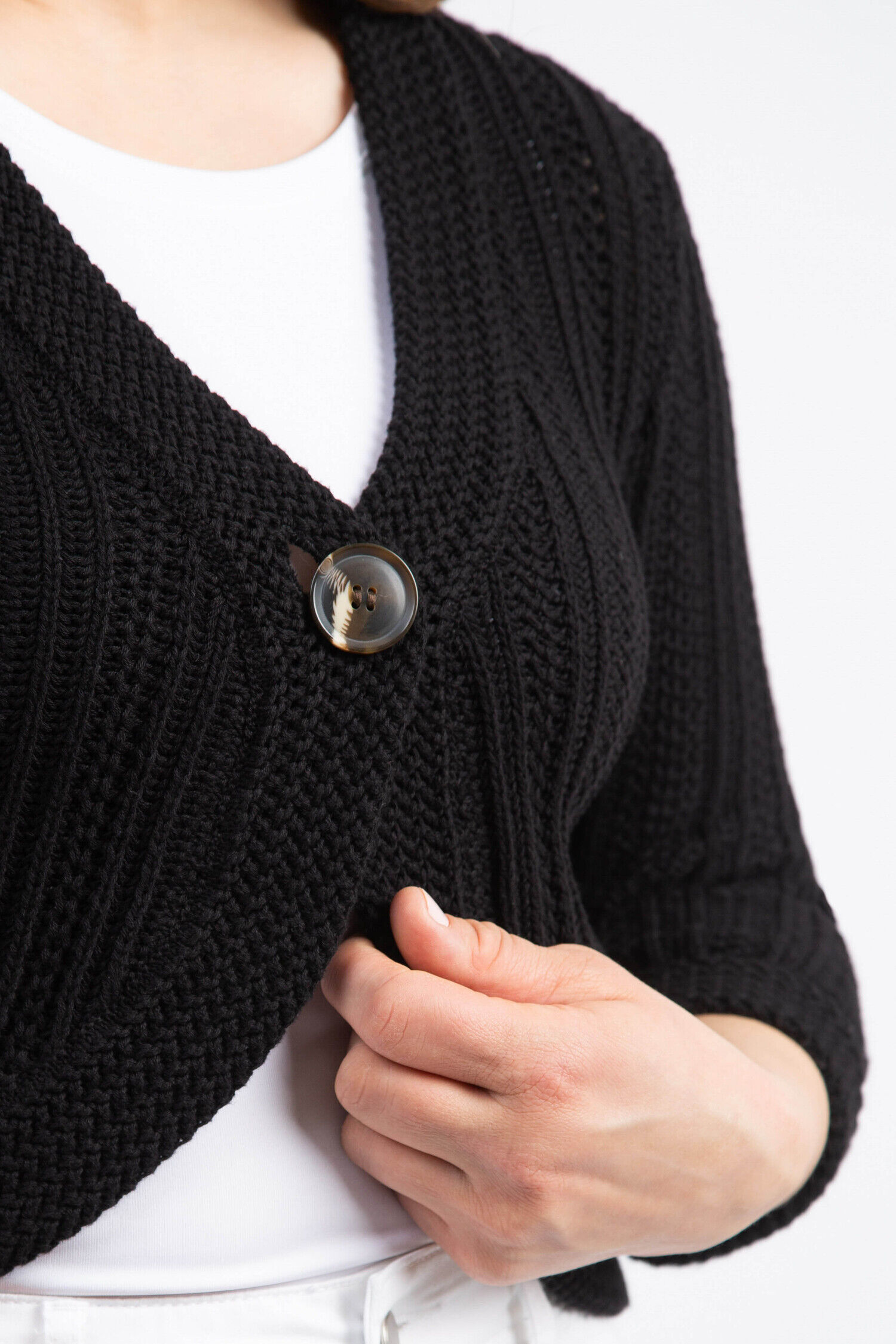 Cotton Button-Up Bolero Cardigan Image 5