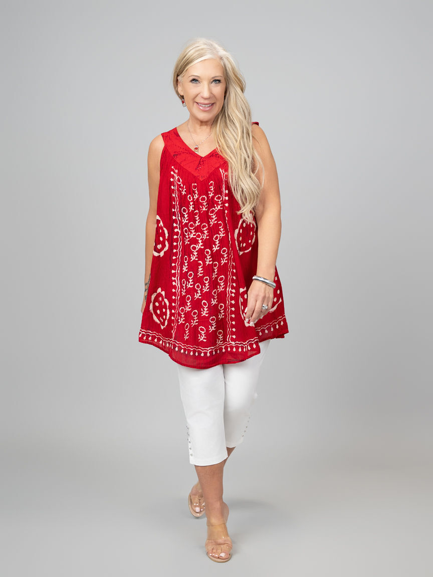 Sleeveless Crinkle Tie Dye Top