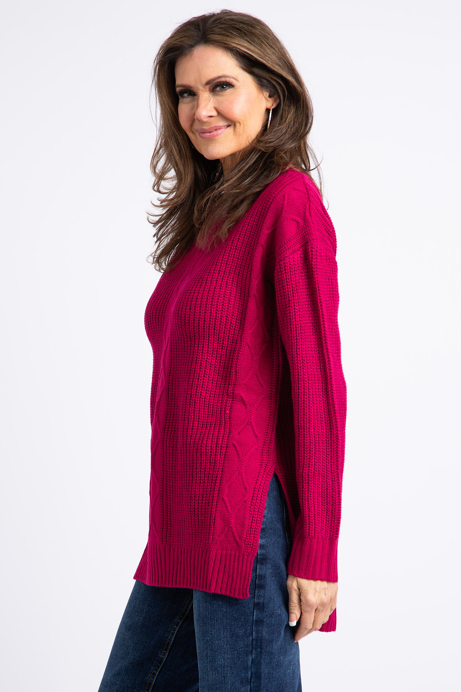 Long Sleeve Cable Knit Sweater  Image 2