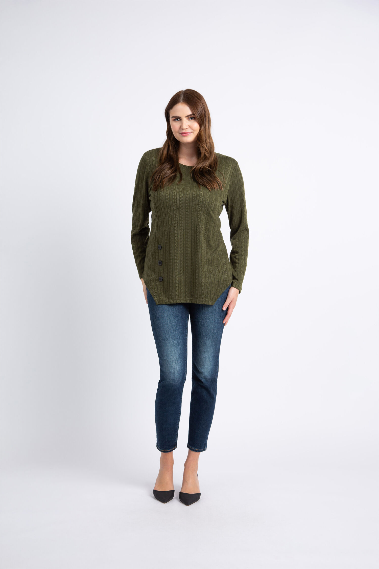 Long Sleeve Side  Button Top  Image 1