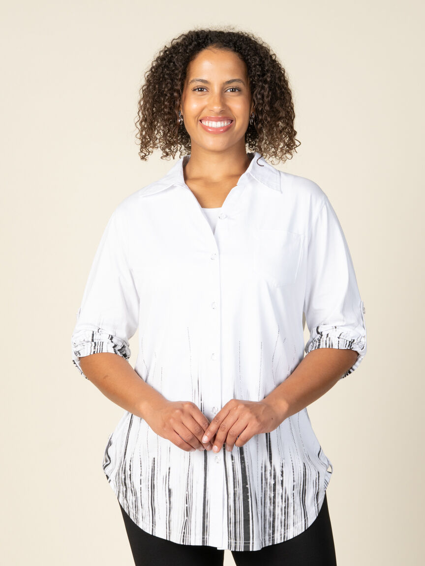 3/4 Sleeve Blouse with Hotfix Detail