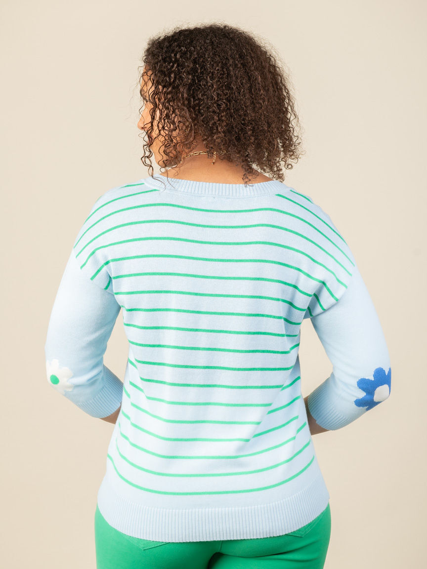 Whimsical Flower Power 3/4 Sleeves Sweater Image 3