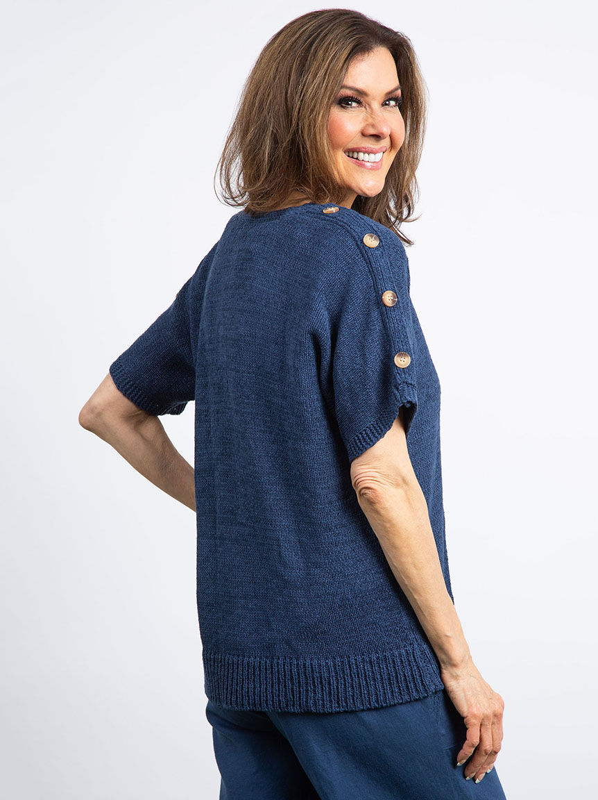 Short Sleeve Button Shoulder Cardigan Image 4