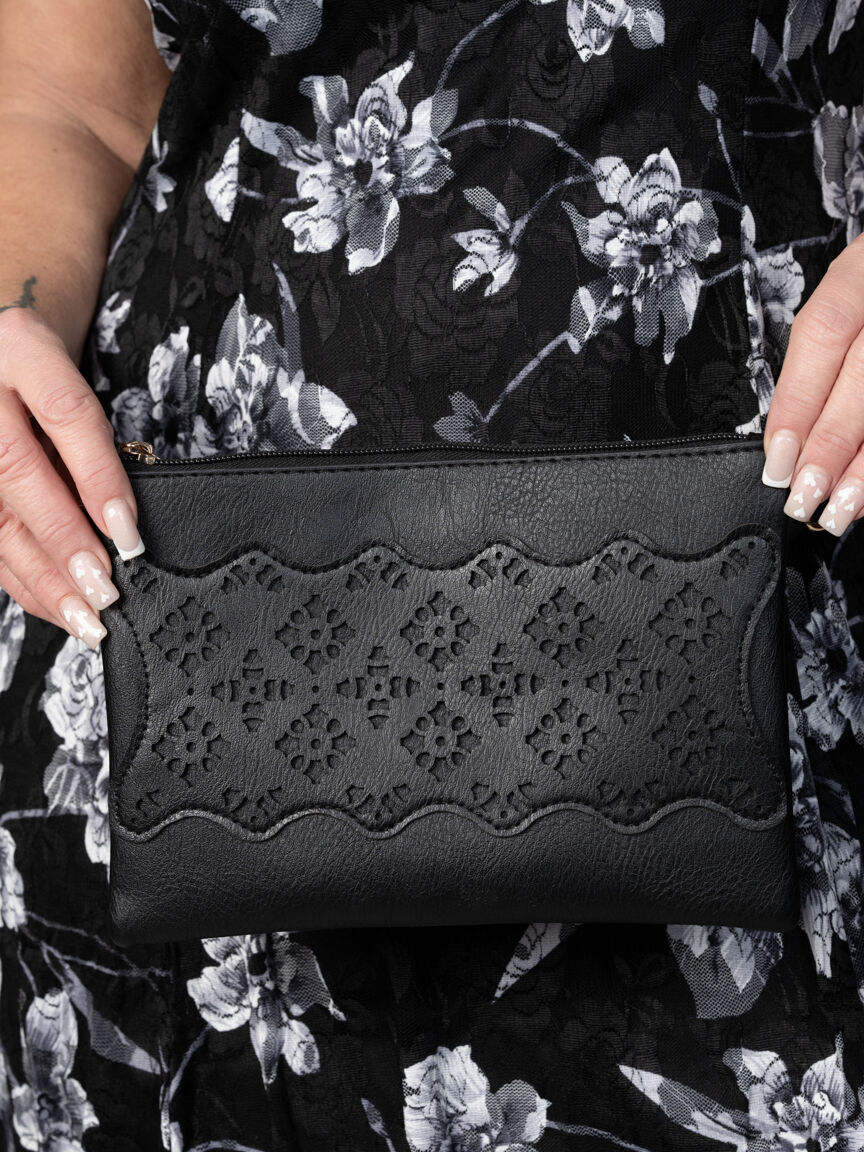 Embossed Cutout Crossbody With Removable Cord Strap