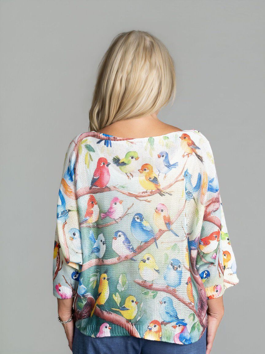 Bird Print Dolman Sweater