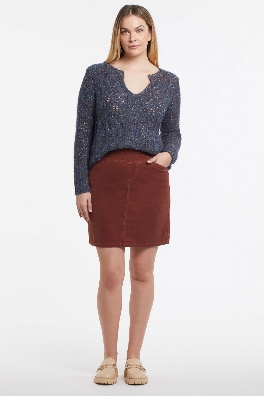 Brown Corduroy Squared Skirt Image 1