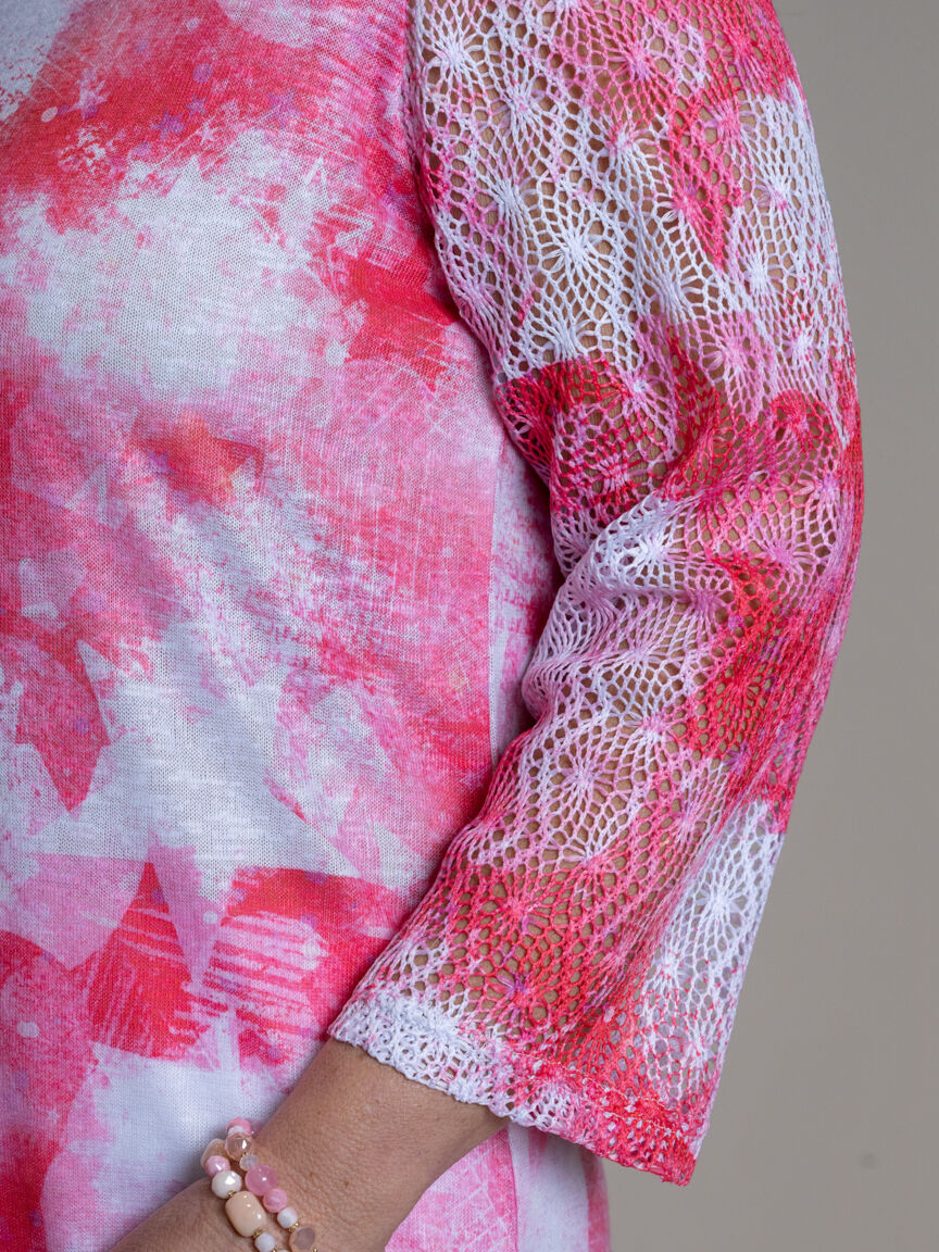 3/4 Crochet Sleeve Top Image 3