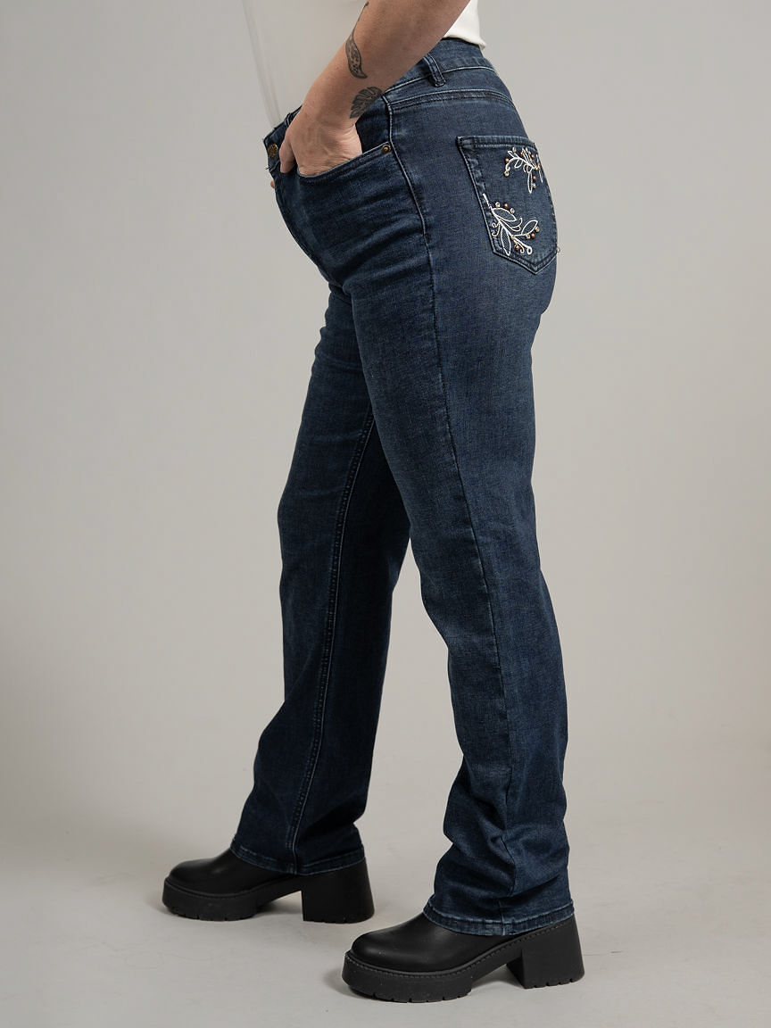 Charlotte Curvy Straight Jeans With Hotfix Details