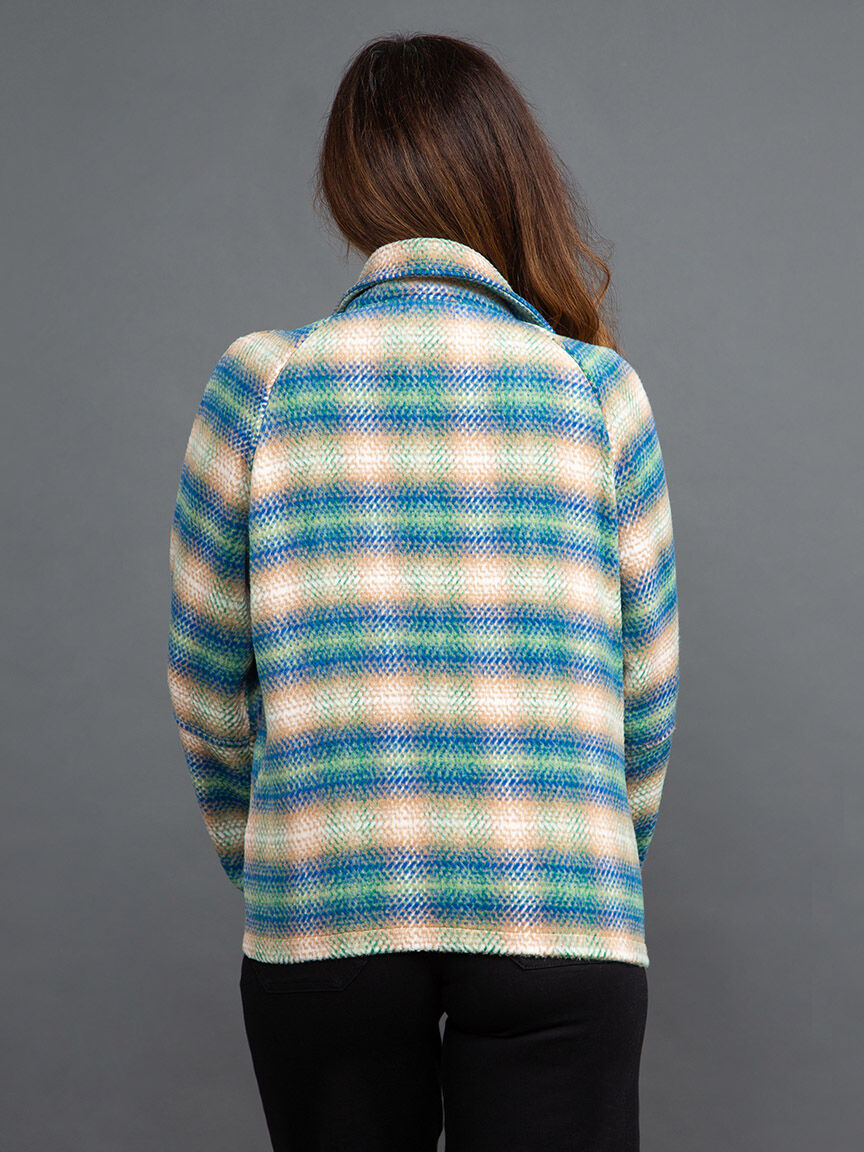 Brushed Plaid Zip-Up Jacket Image 4
