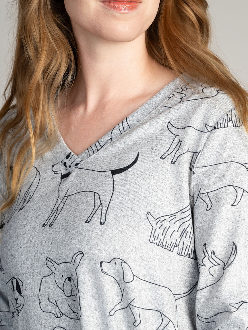 Long Sleeve Dog Print Top