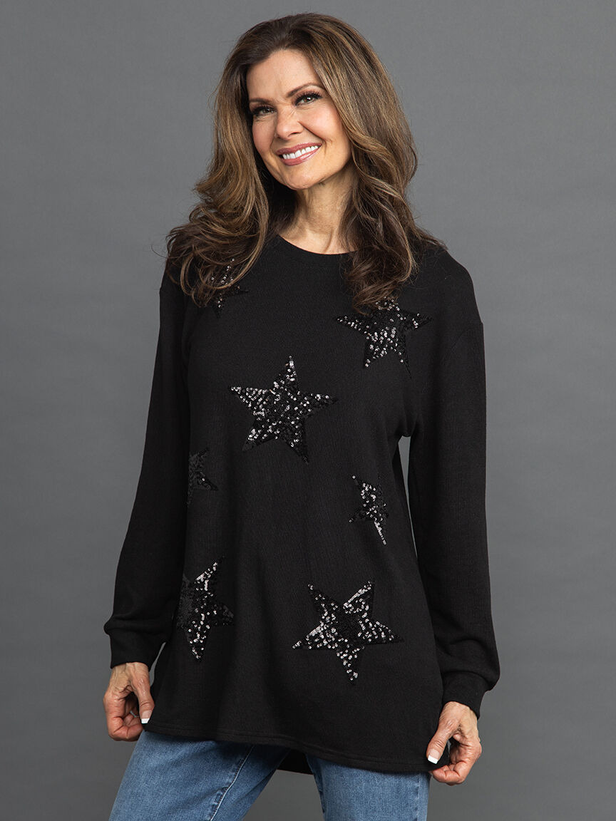 Sequin Star Long Sleeve Sweater Tunic Image 2