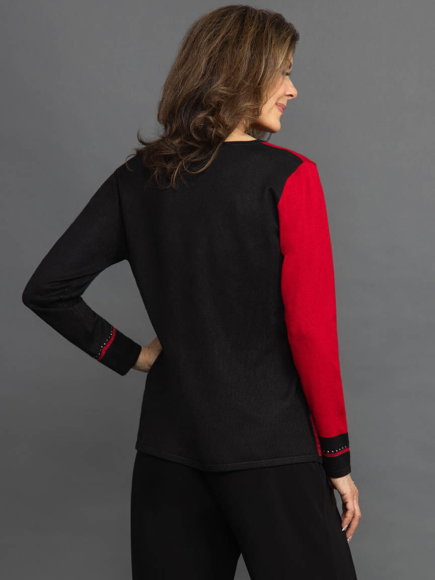 Long Sleeve Sweater with Lines and Hotfix Image 5