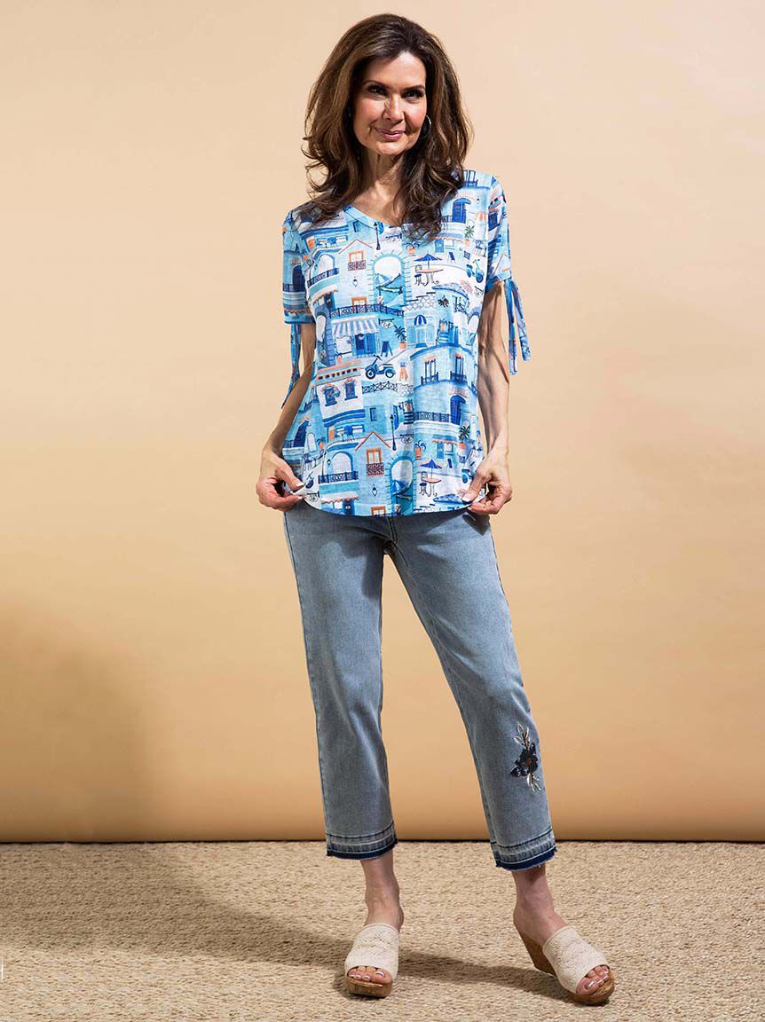 Tie-Up Sleeve Knit Top Image 1