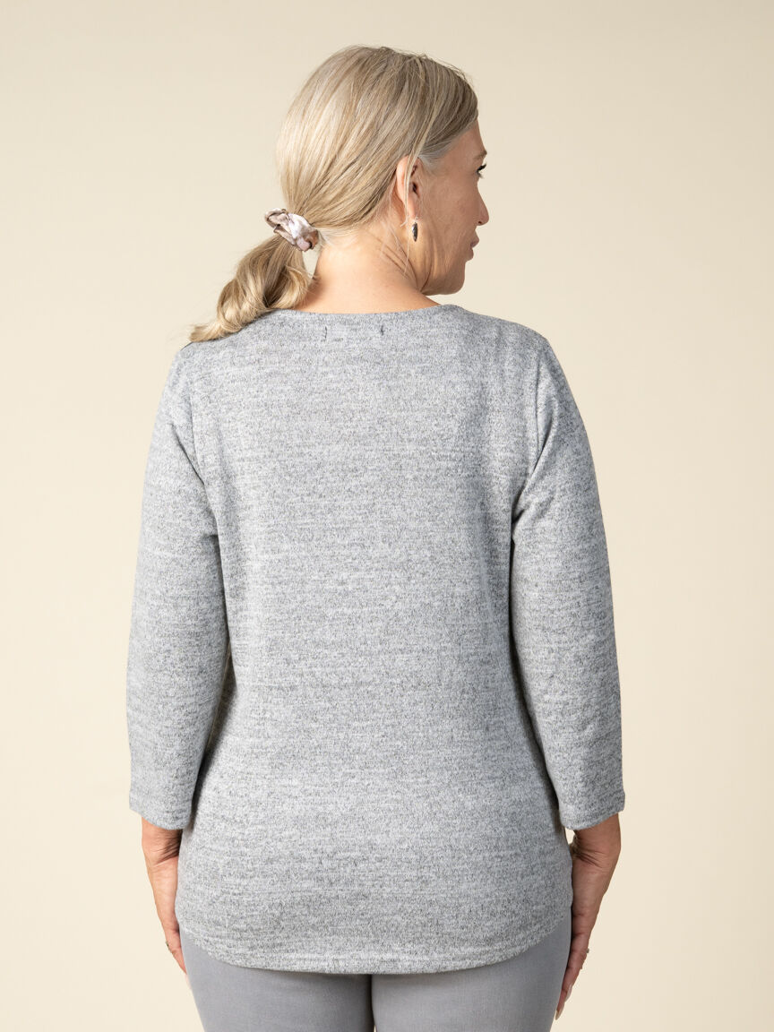 3/4 Sleeve Zip Neck Top