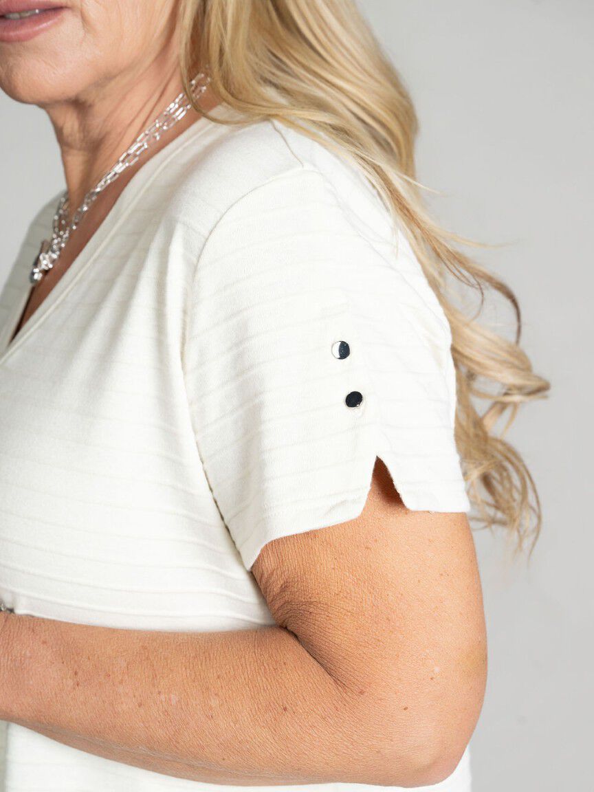 Textured Stripe V-Neck Top