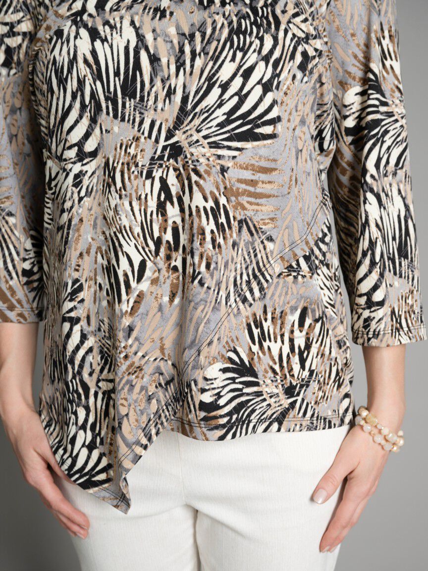 3/4 Sleeve Animal Print Top