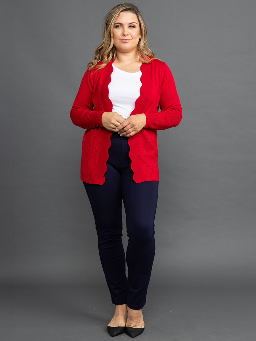 Hot Fix Scalloped Trim Sweater Cardigan  Image 1