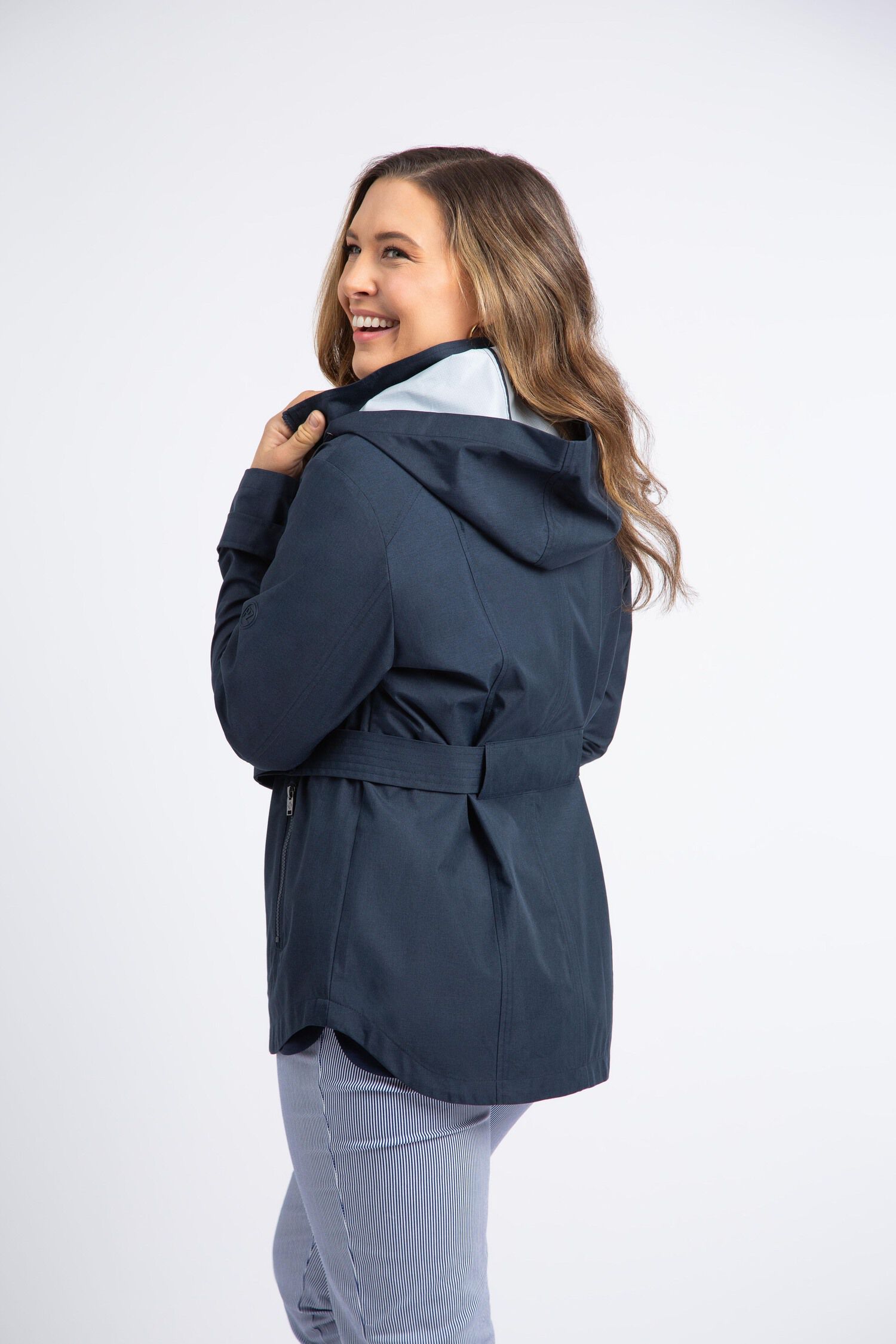 Belted Rain Jacket w/ Hood Image 2
