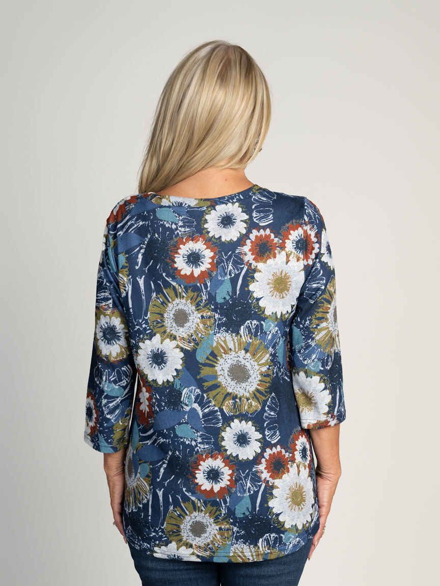 3/4 Sleeve Hacci Top