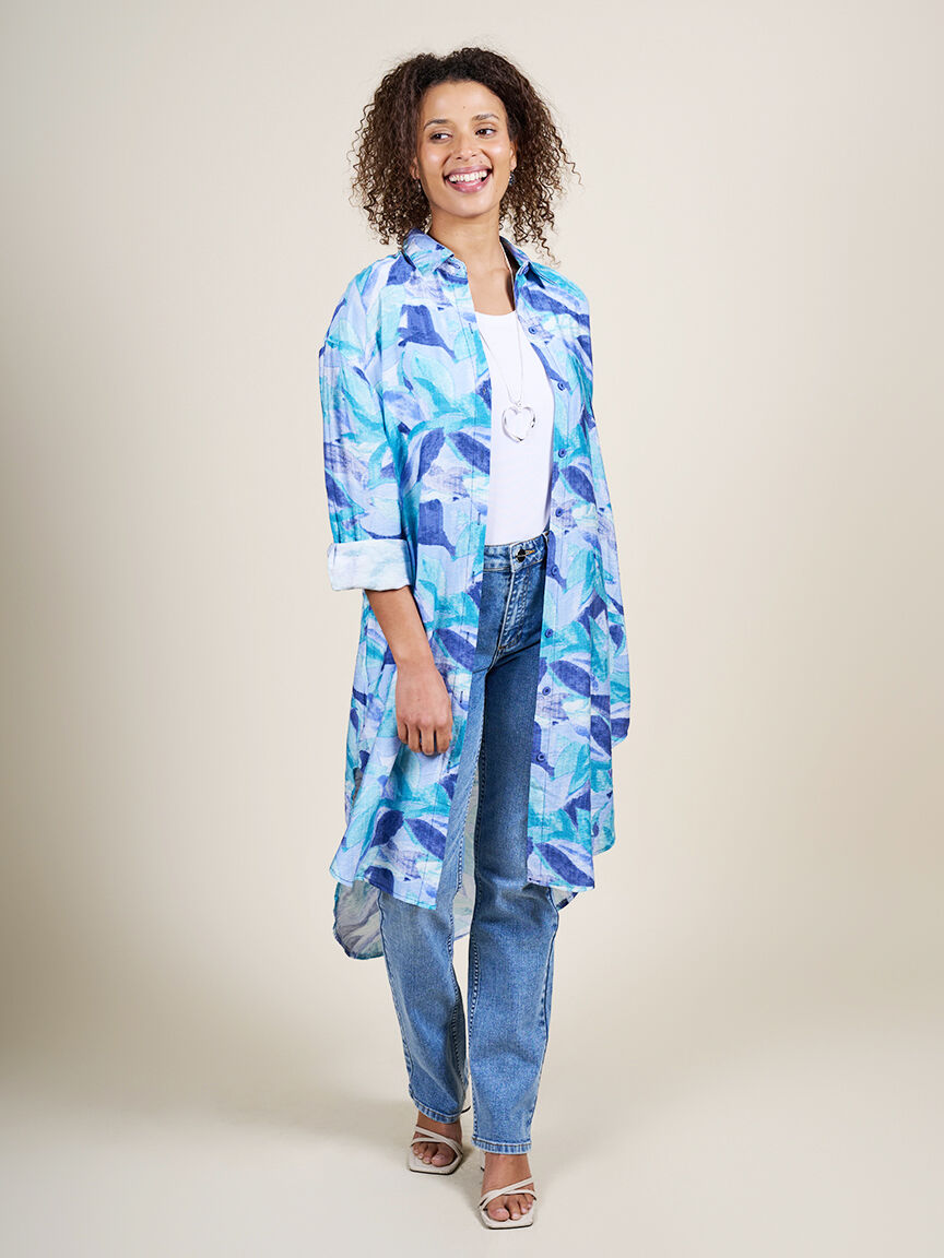 &frac34; Sleeve Button Up Tunic  Image 1
