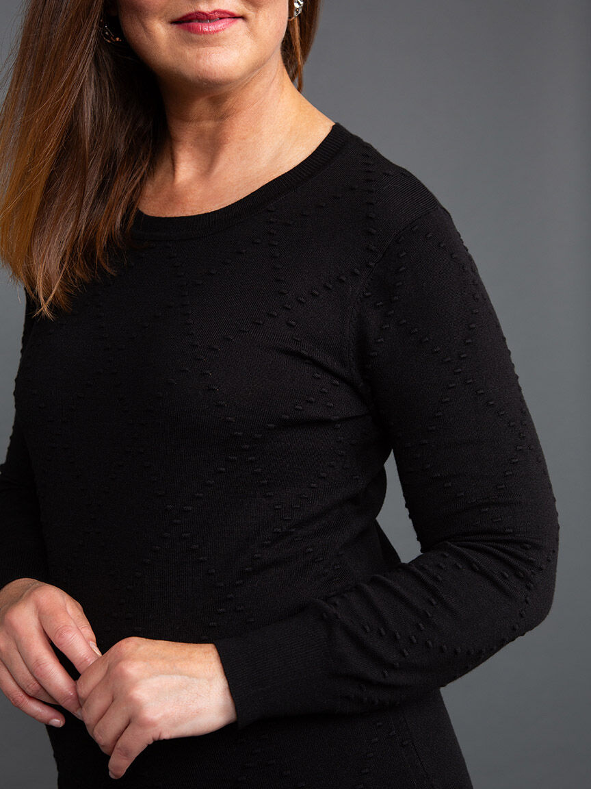 Long Sleeve Sweater w/ Diamond Pattern Image 5