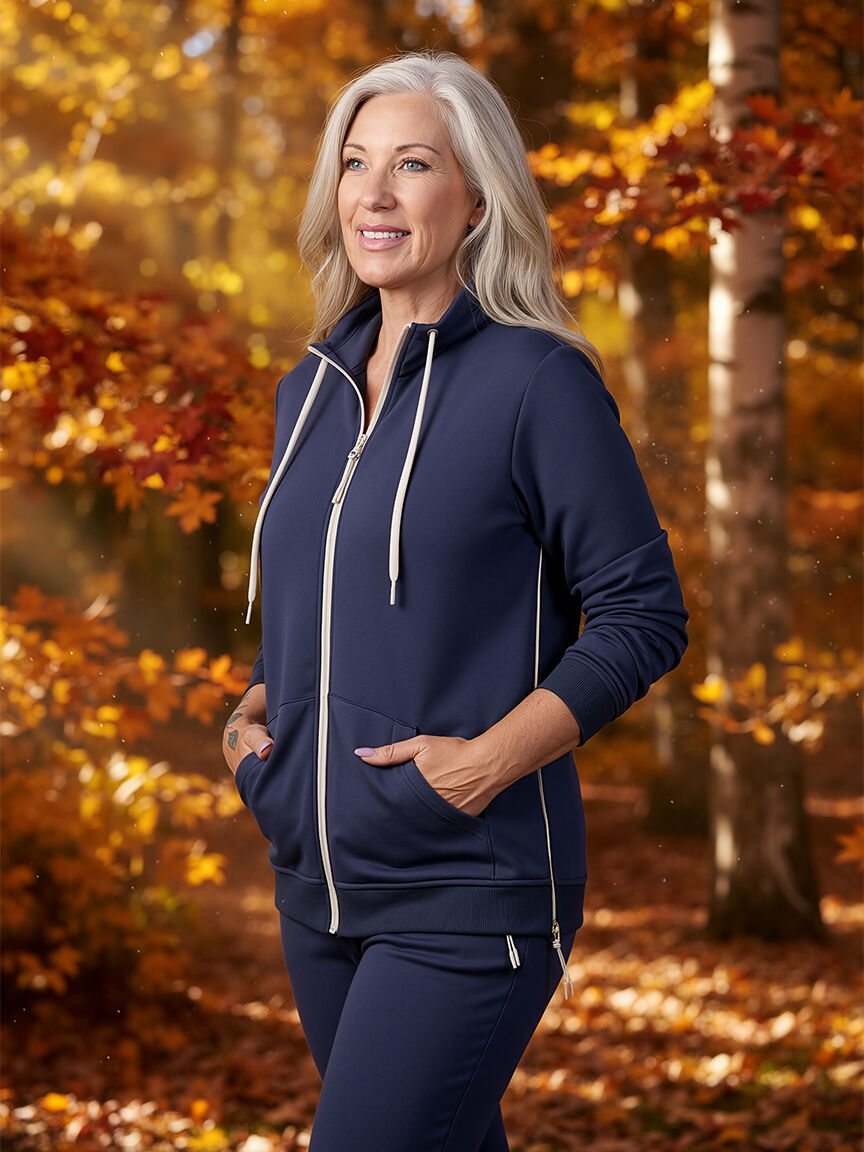 Long Sleeve Zip Up Mock Neck Jacket Image 1