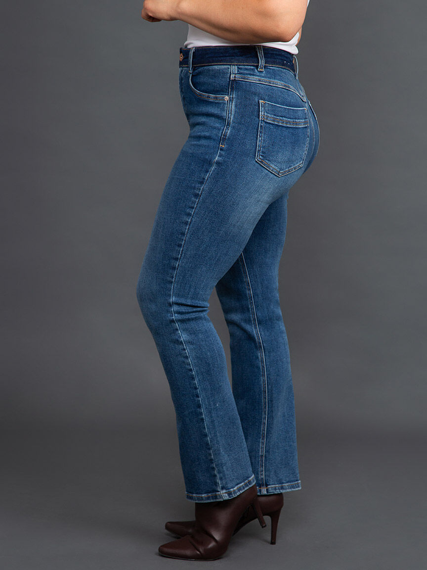Brooke High-Rise Microflare Jeans w/ Contrast Waistband Image 3