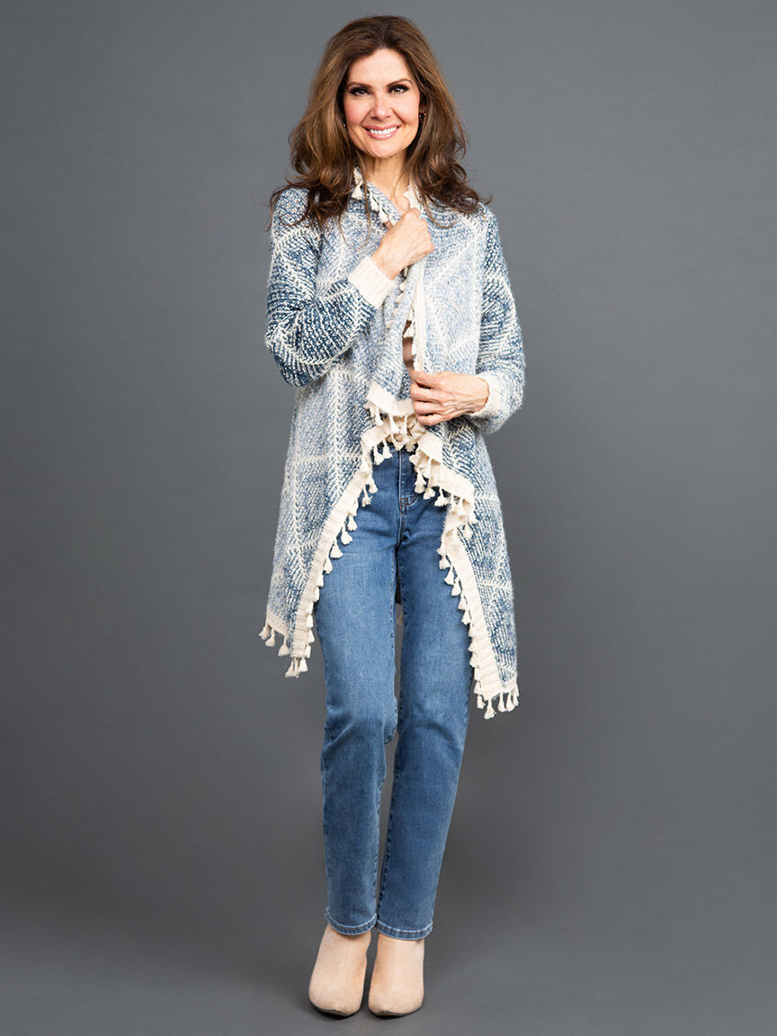 Open Front Waterfall Cardigan w/ Tassels Image 1
