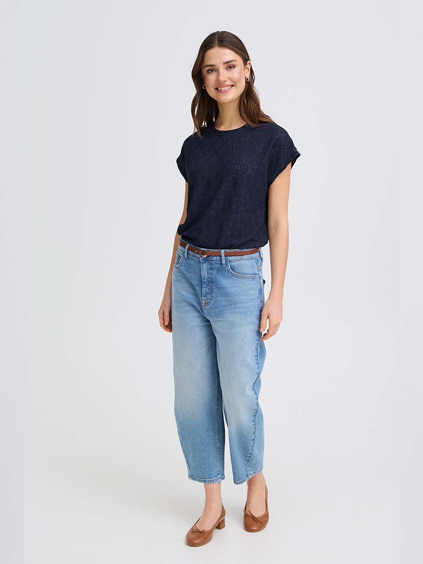 Short Sleeve Eyelet Top