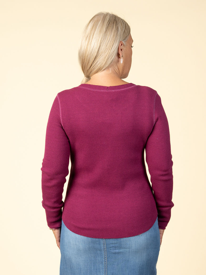 Waffle Knit Long Sleeve Top
