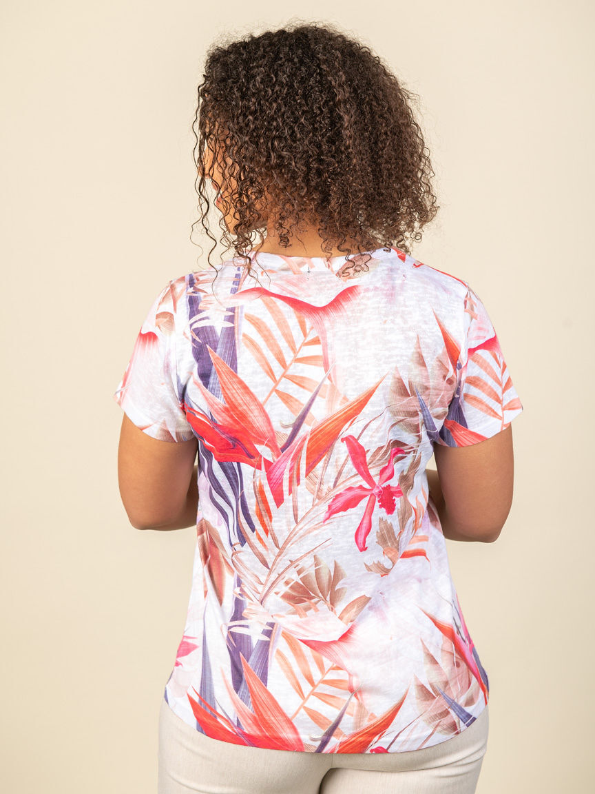 Short Sleeve Slub Knit Top with Hofix